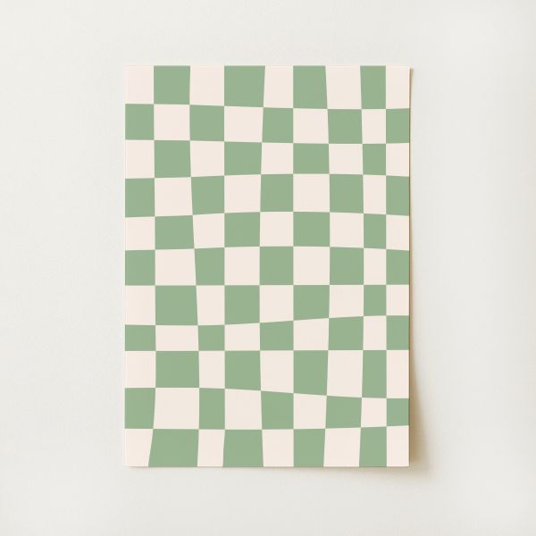 Green and White Abstract Print