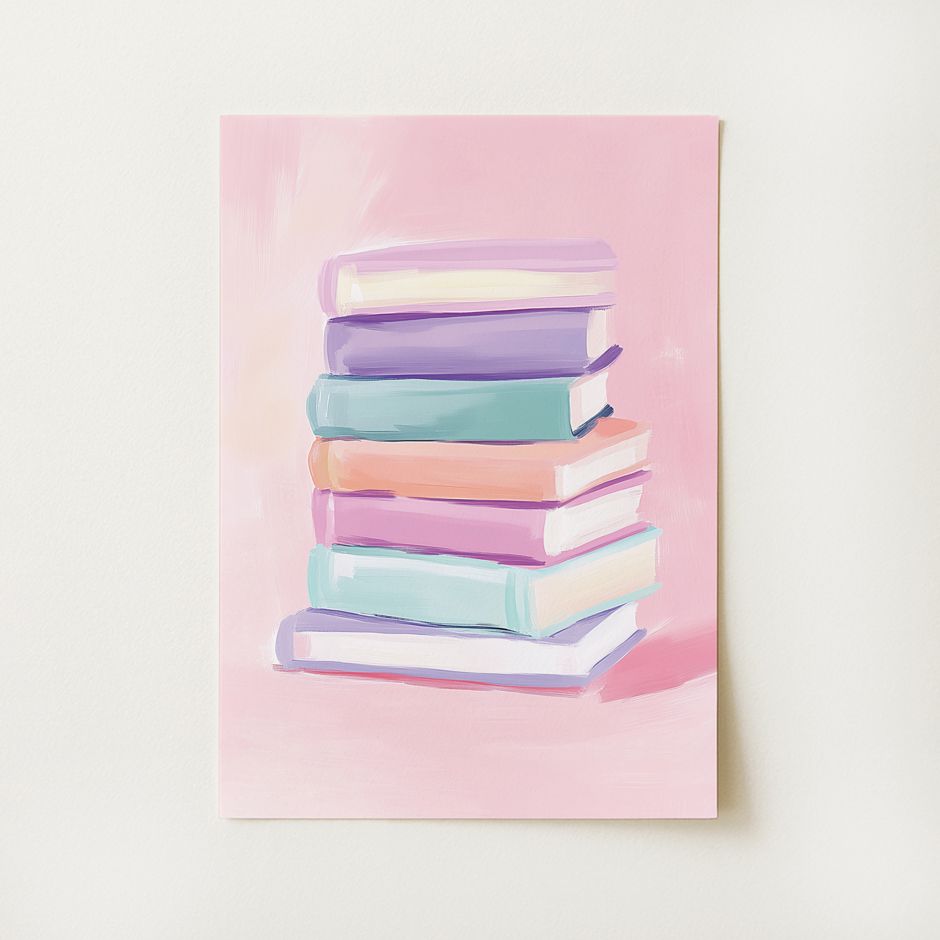 Pastel Bookstack Print