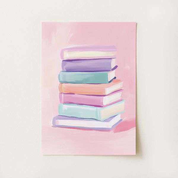 Pastel Bookstack Print