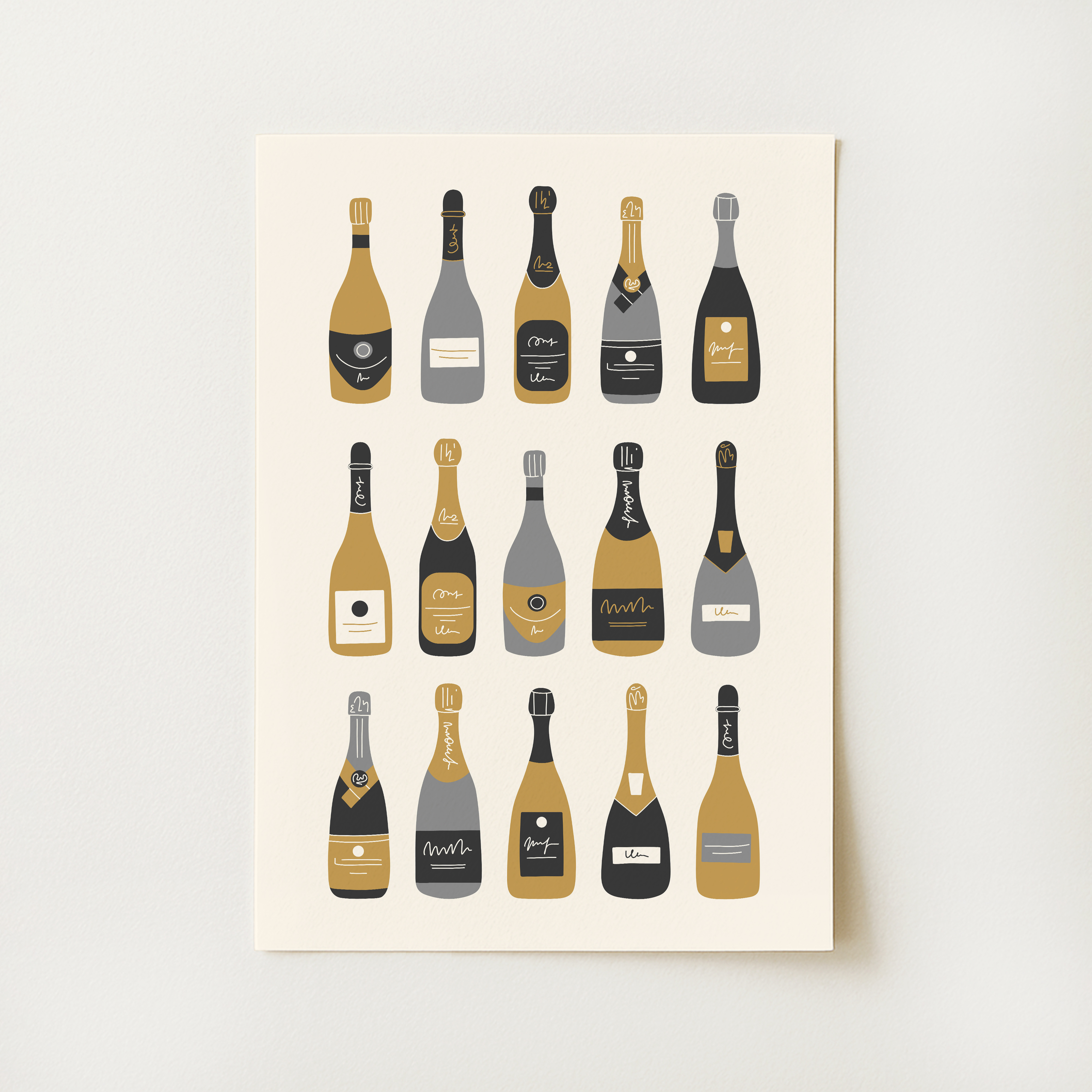 New Years Champagne Bottles Print