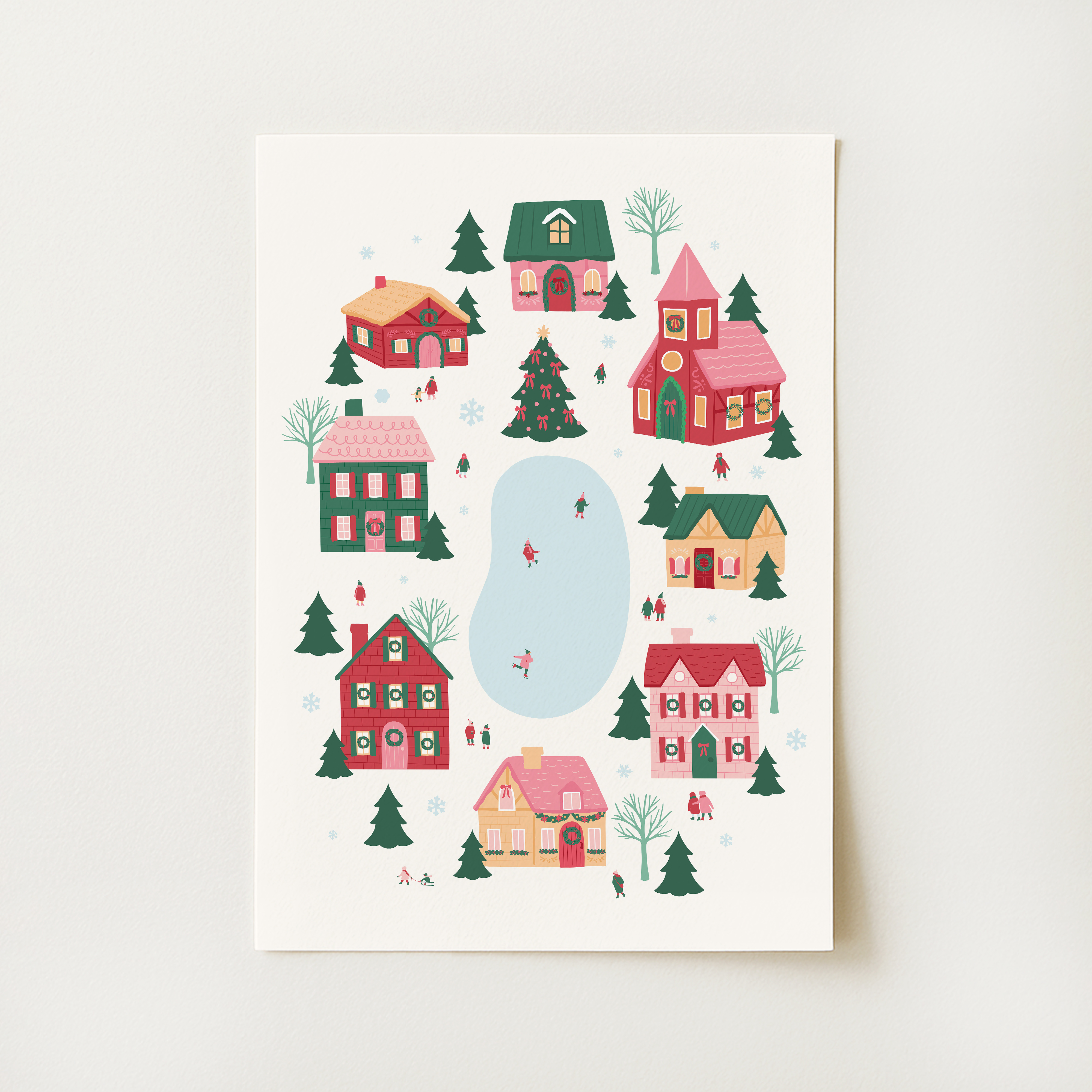 Cozy Christmas Village Print