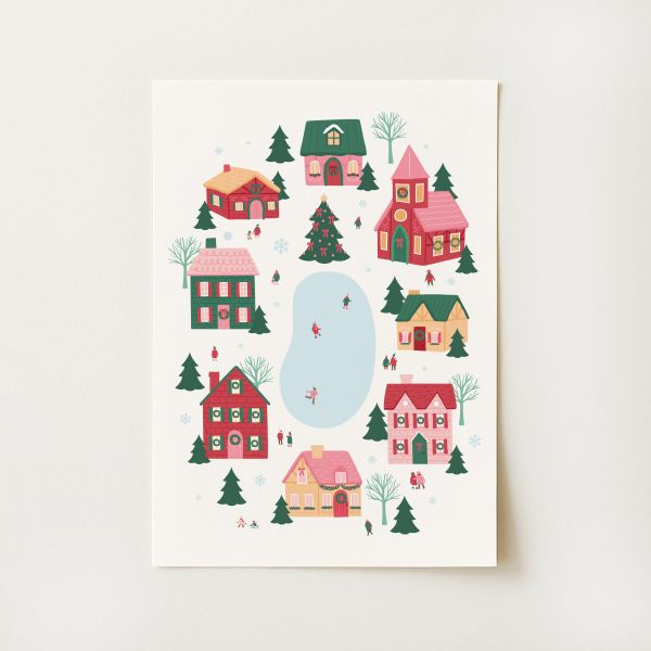 Cozy Christmas Village Print