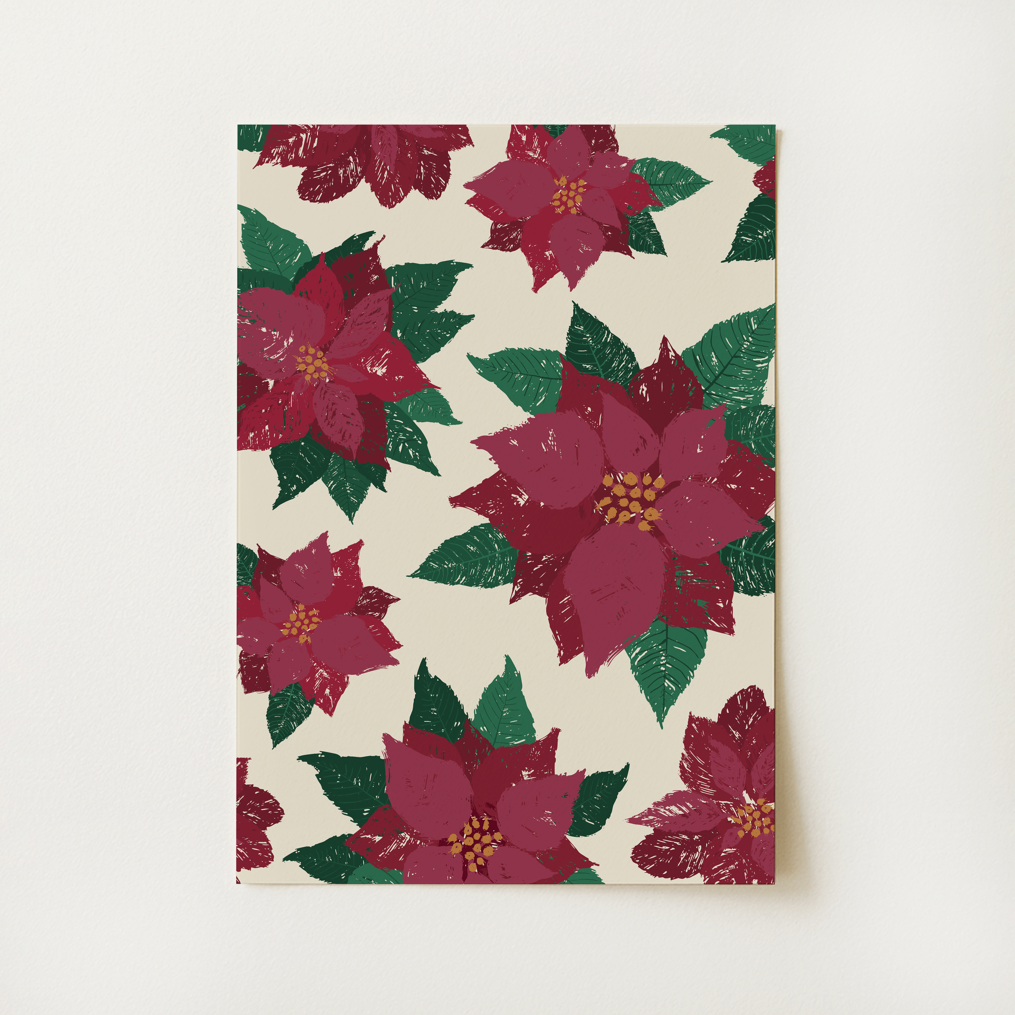 Poinsettia Christmas Print