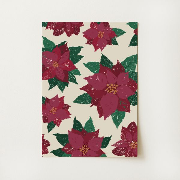 Poinsettia Christmas Print