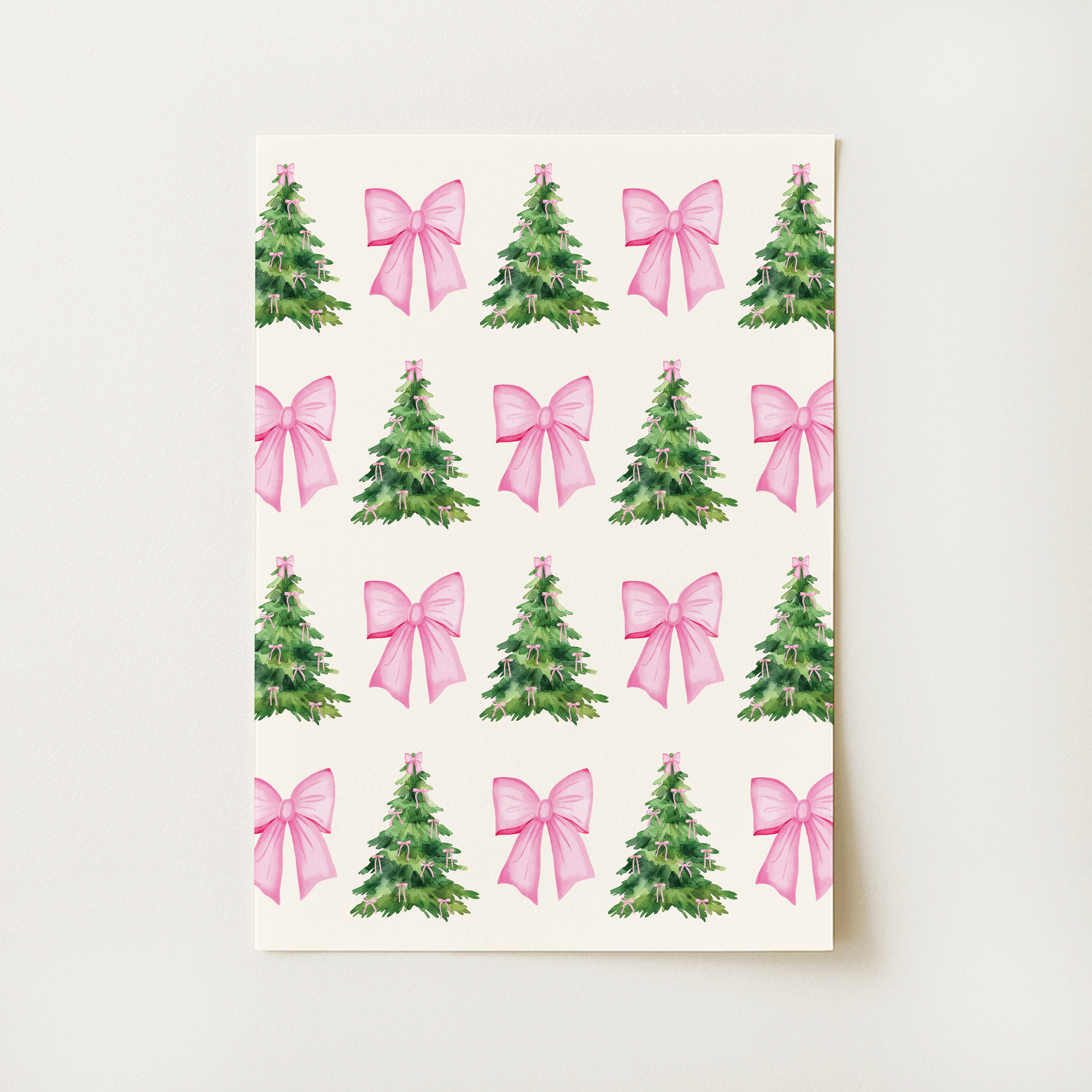 Coquette Bows Christmas Tree Print