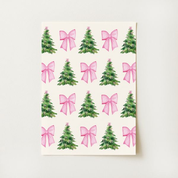 Coquette Bows Christmas Tree Print