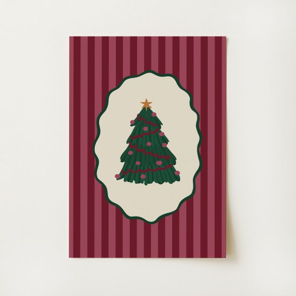 Striped Christmas Tree Print