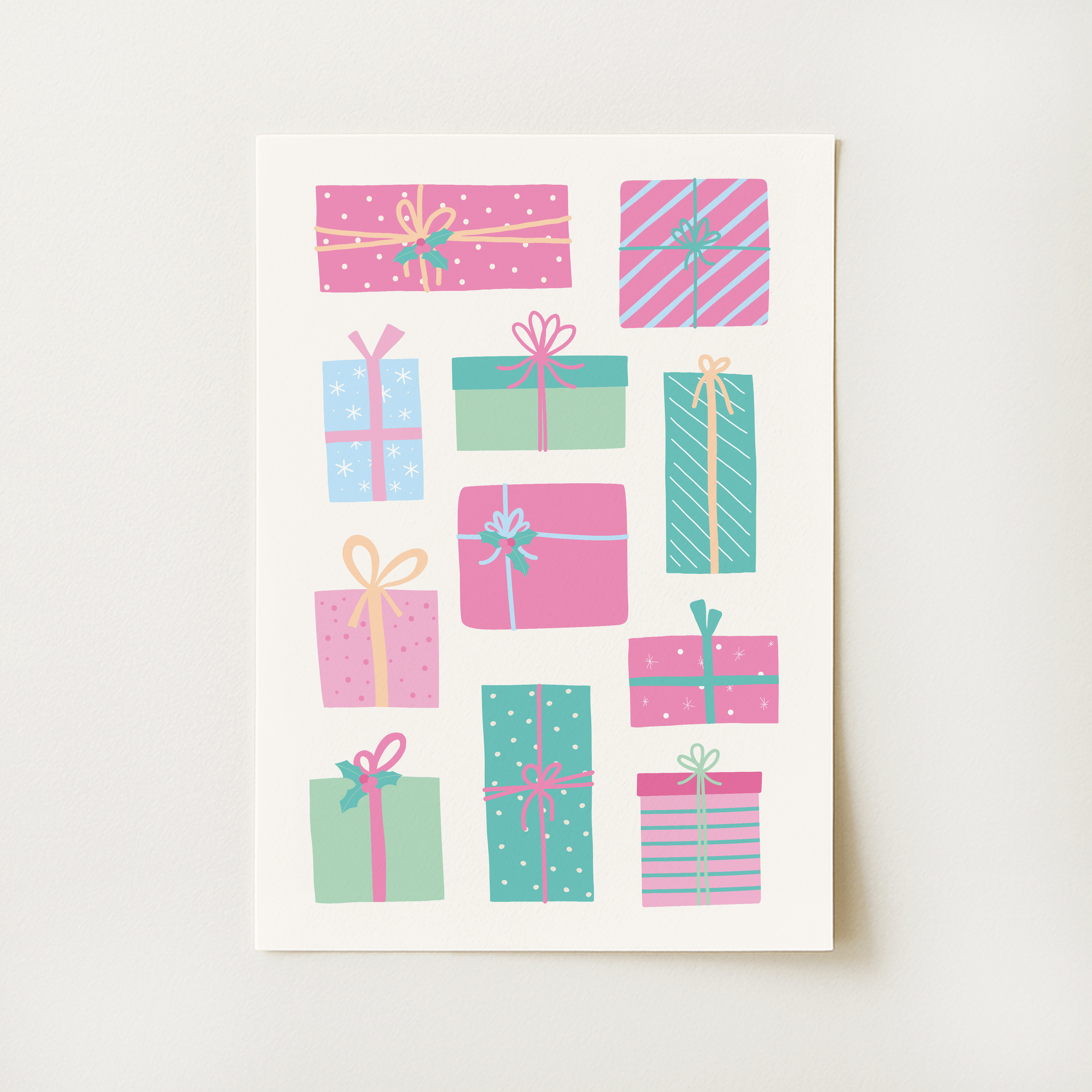Pastels Christmas Presents Print