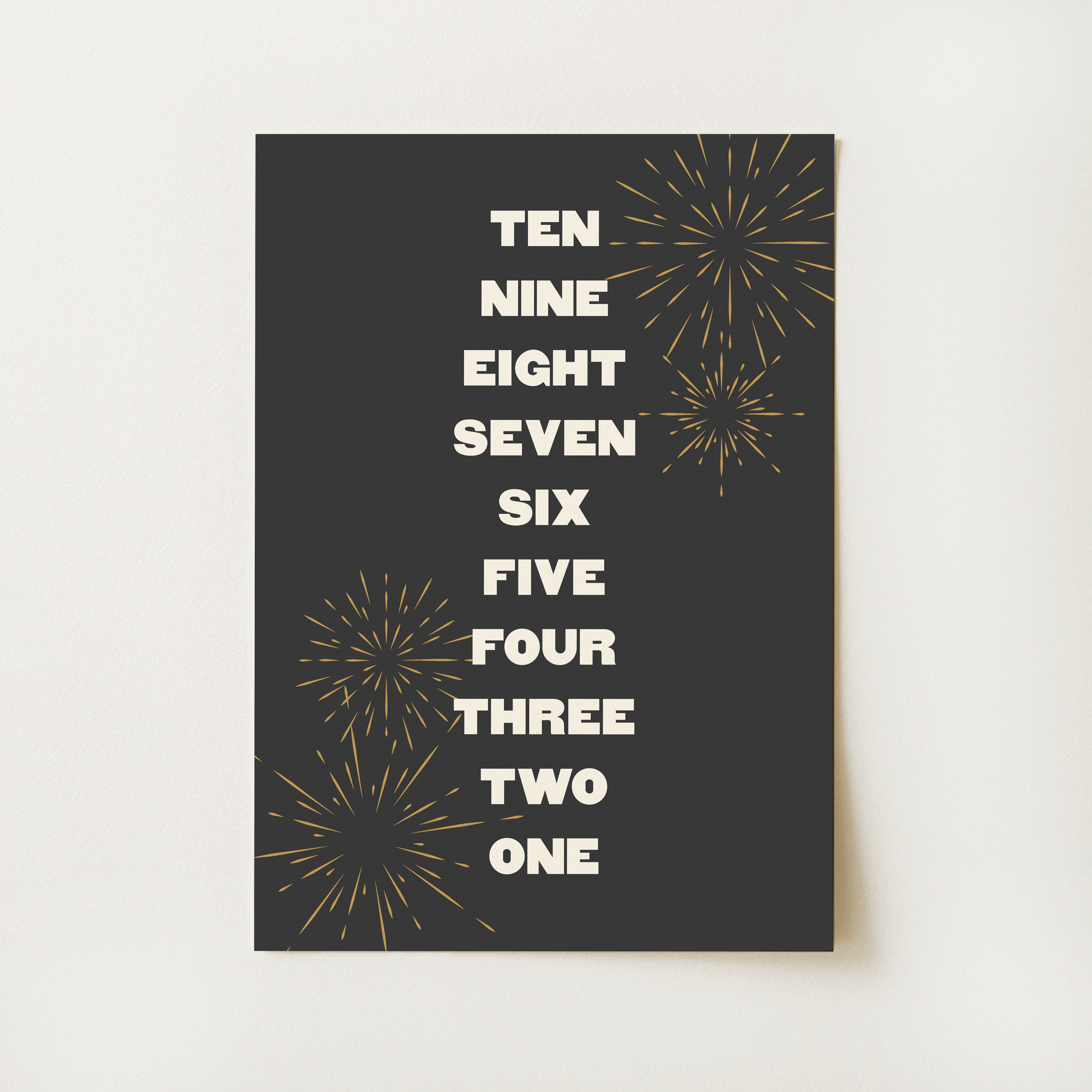 Black New Years Countdown Print