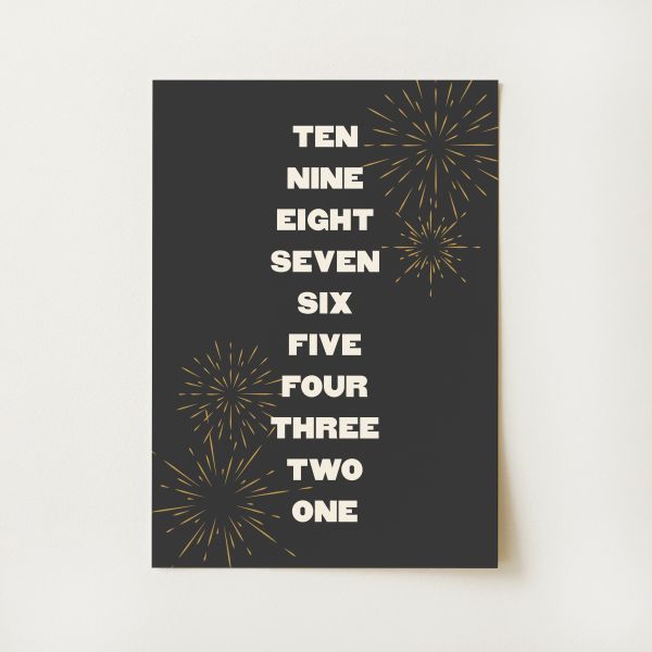 Black New Years Countdown Print