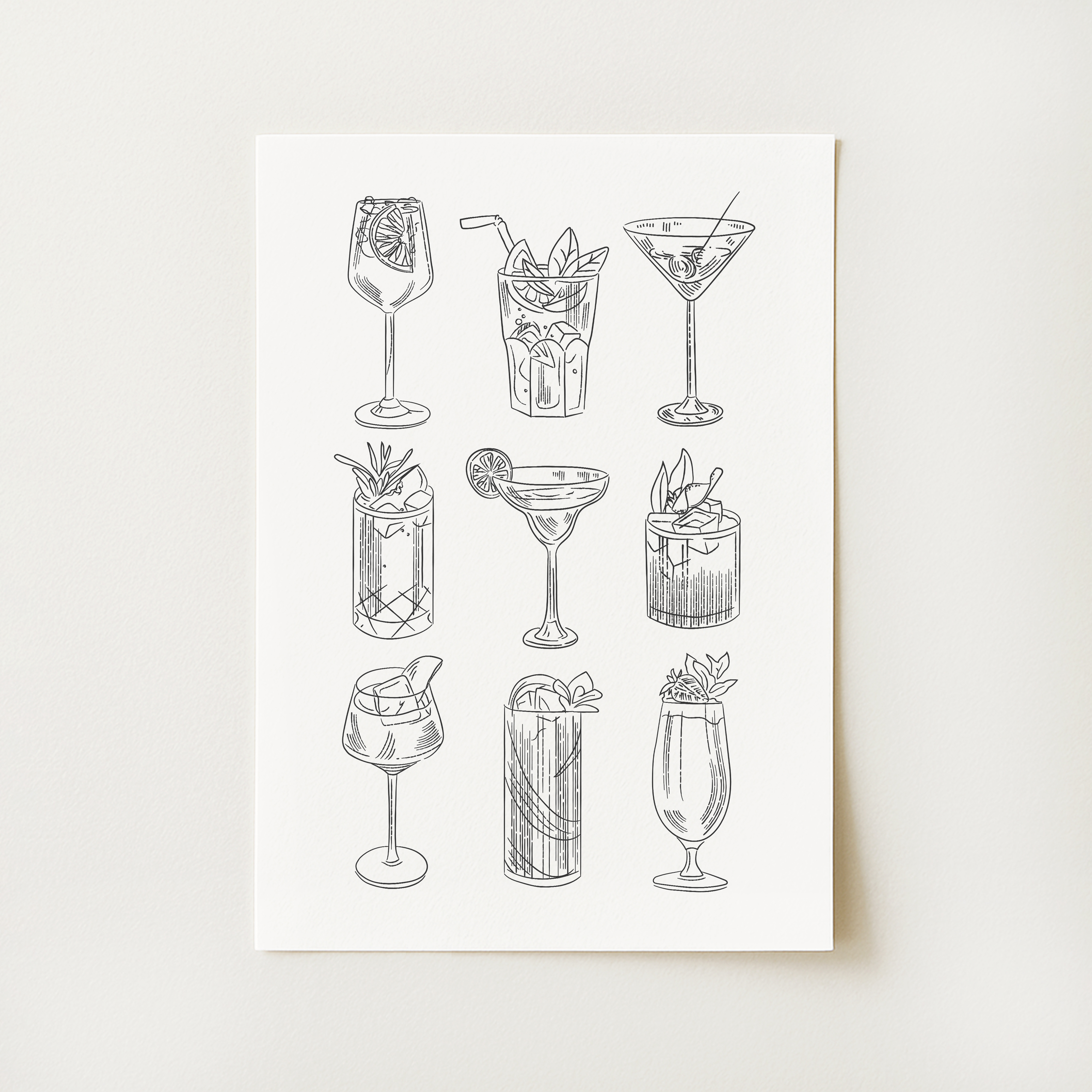 Cocktail Sketch Print