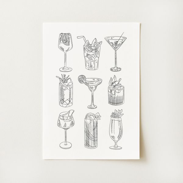 Cocktail Sketch Print