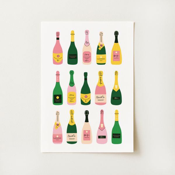Champagne Bottles Print