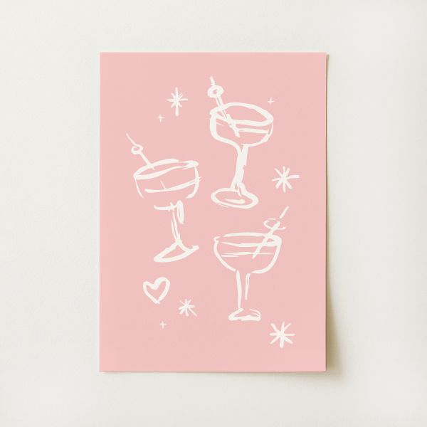 Pink Martini Sketch Print