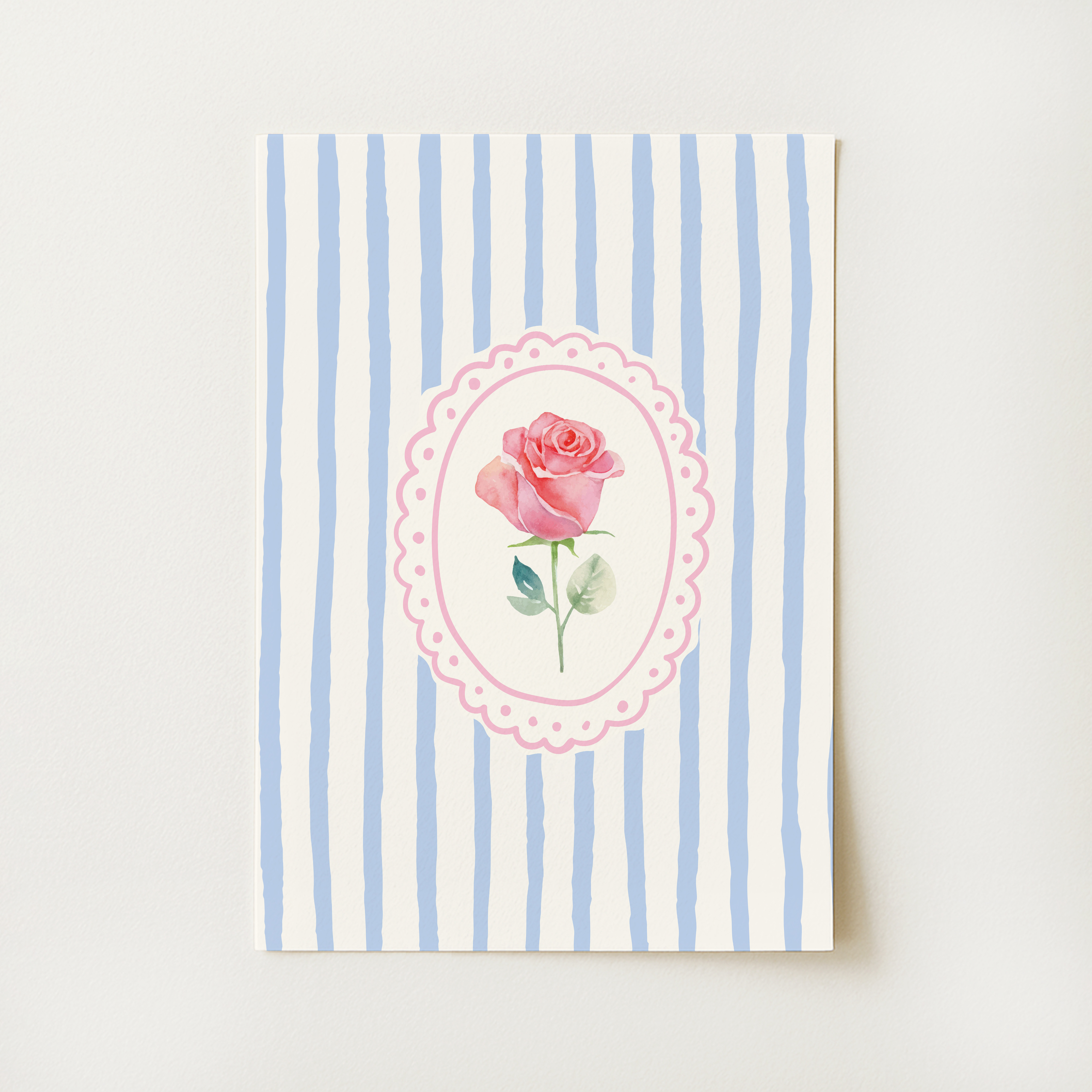 Vintage Striped Floral Frame Print