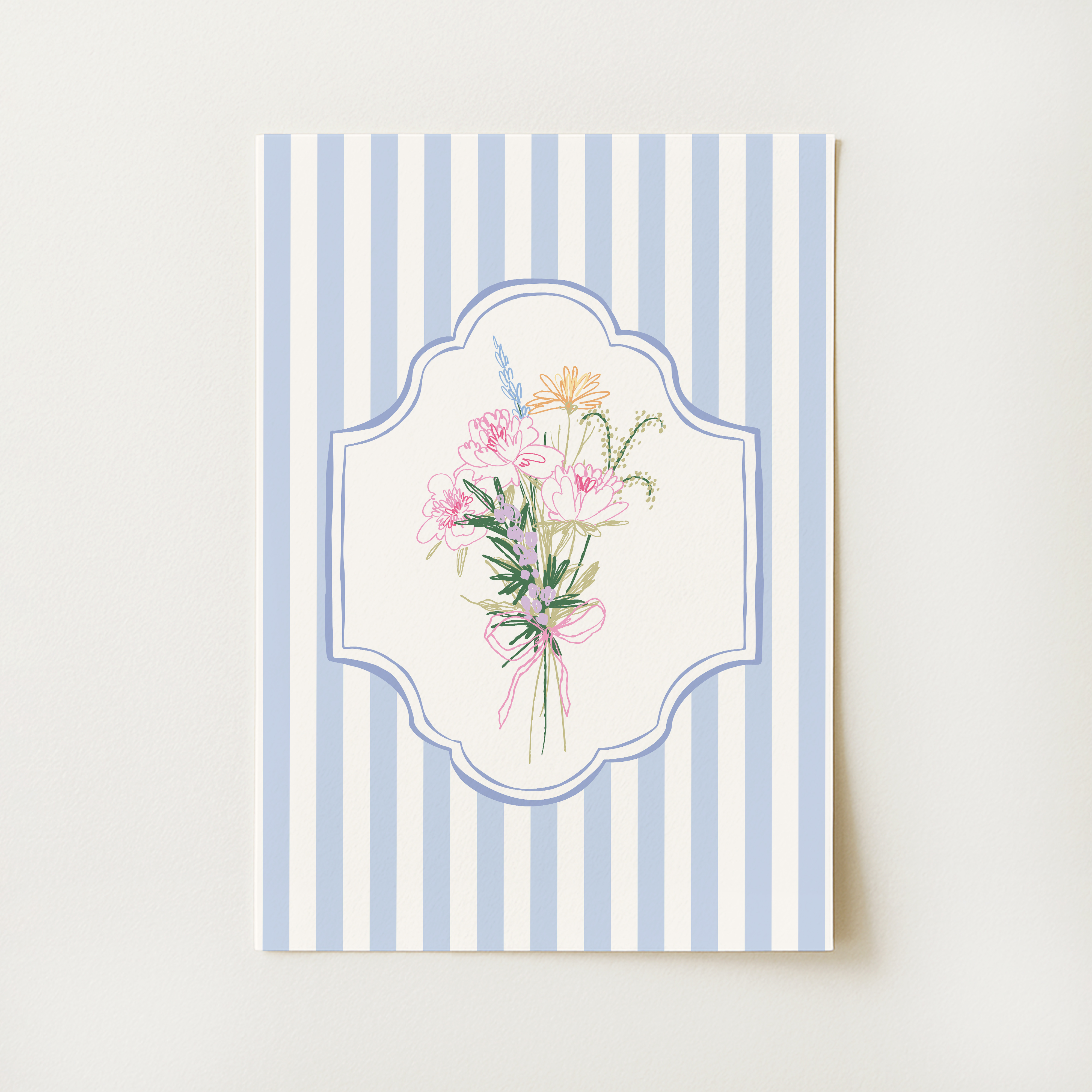 Floral Striped Sketch Print