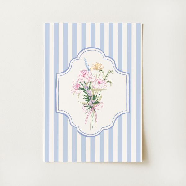 Floral Striped Sketch Print