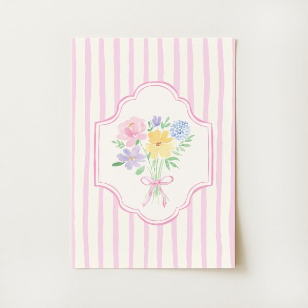 Floral Striped Bouquet Print