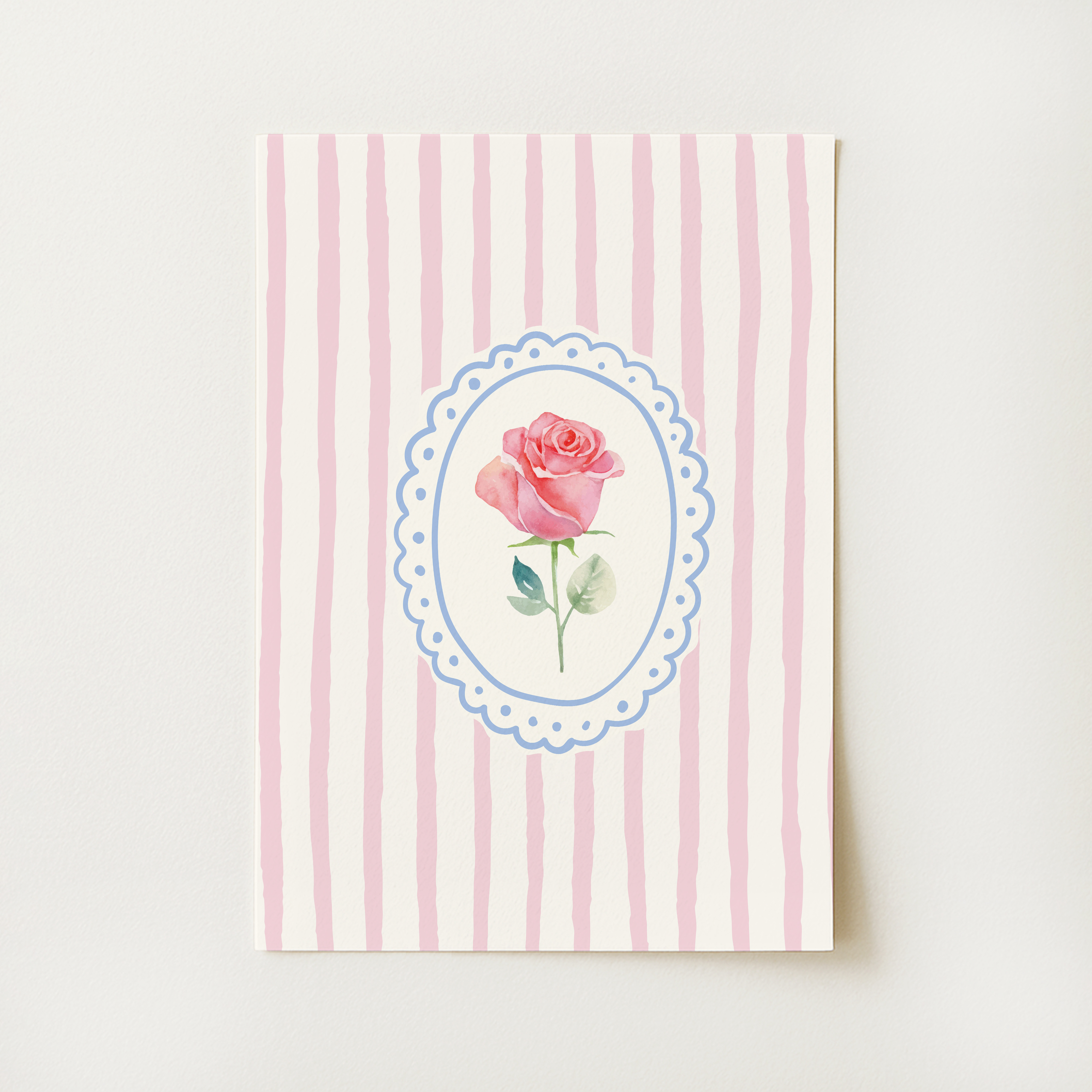 Vintage Striped Floral Frame Print