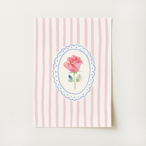 Vintage Striped Floral Frame Print