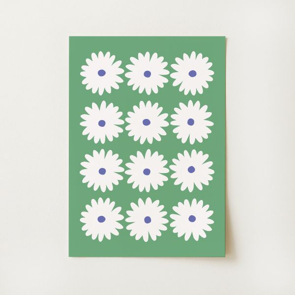 Green Daisy Print
