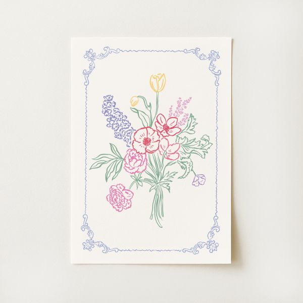 Vintage Floral Sketch Print