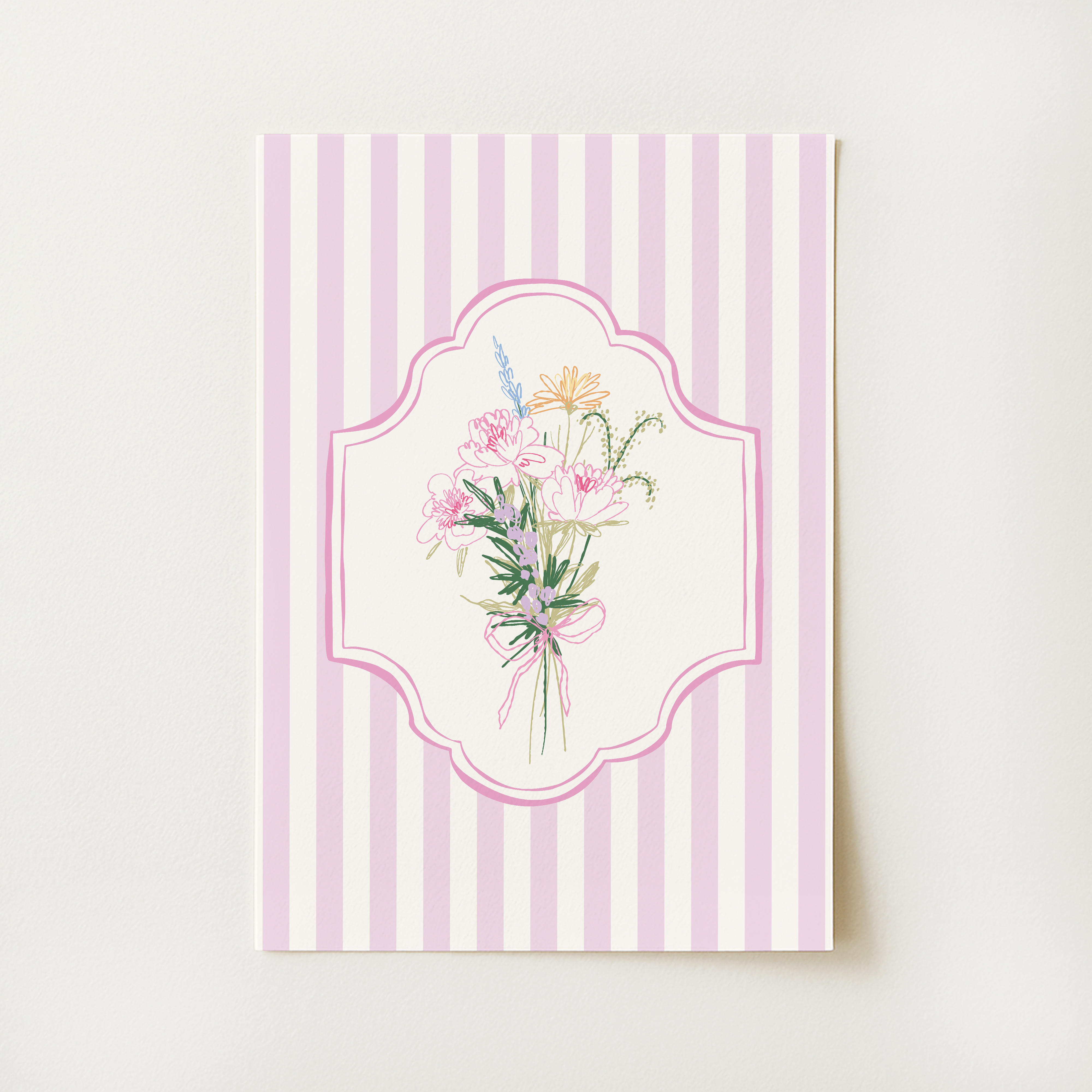 Floral Striped Sketch Print