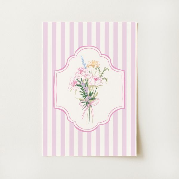Floral Striped Sketch Print