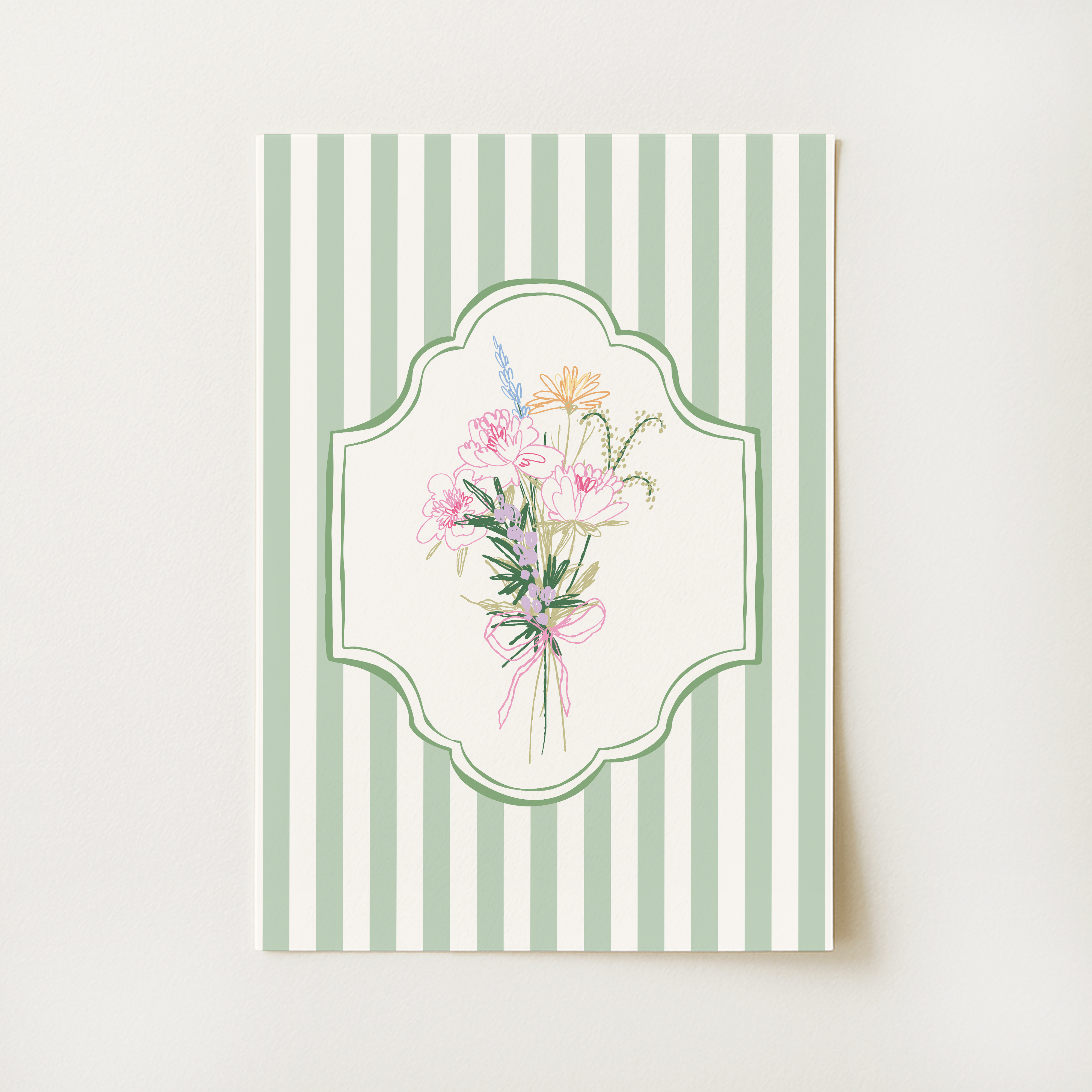Floral Striped Sketch Print