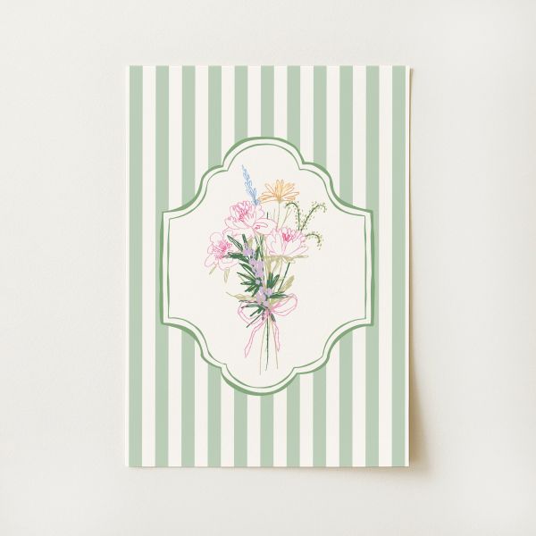 Floral Striped Sketch Print