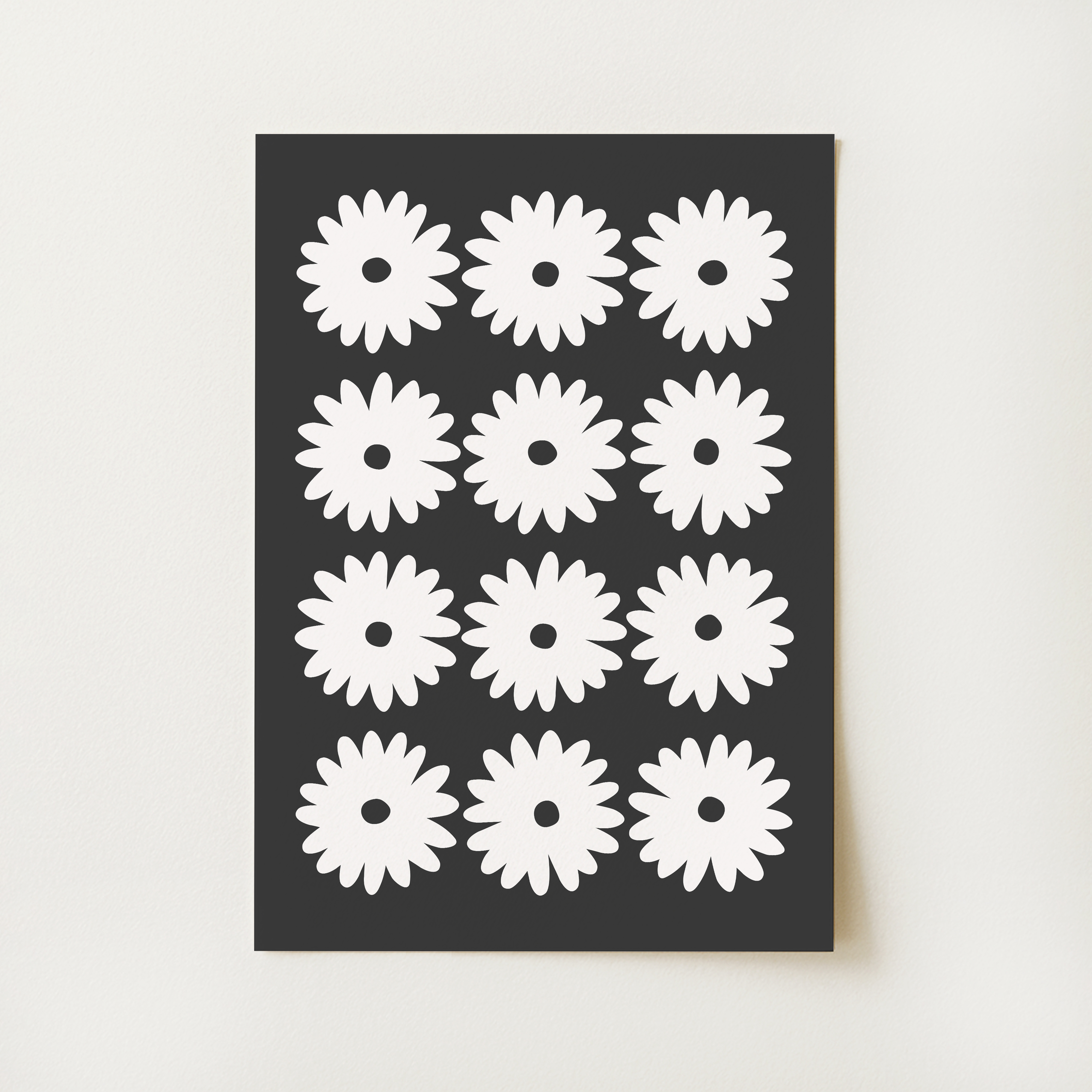 Black and White Daisy Print