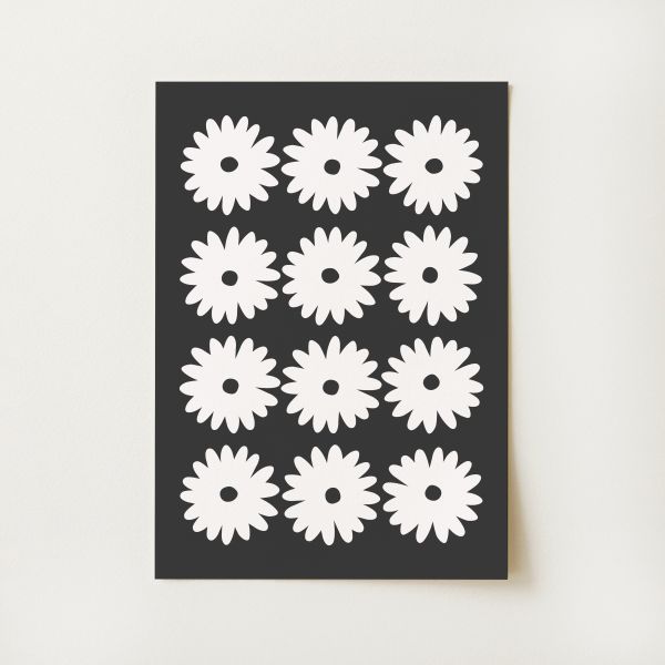 Black and White Daisy Print