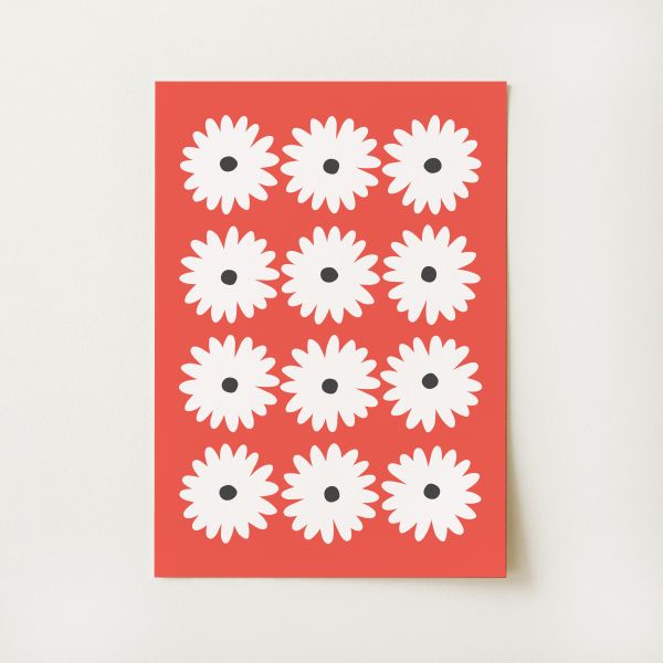 Red Daisy Print