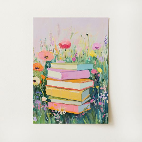 Flower Bookstack Print