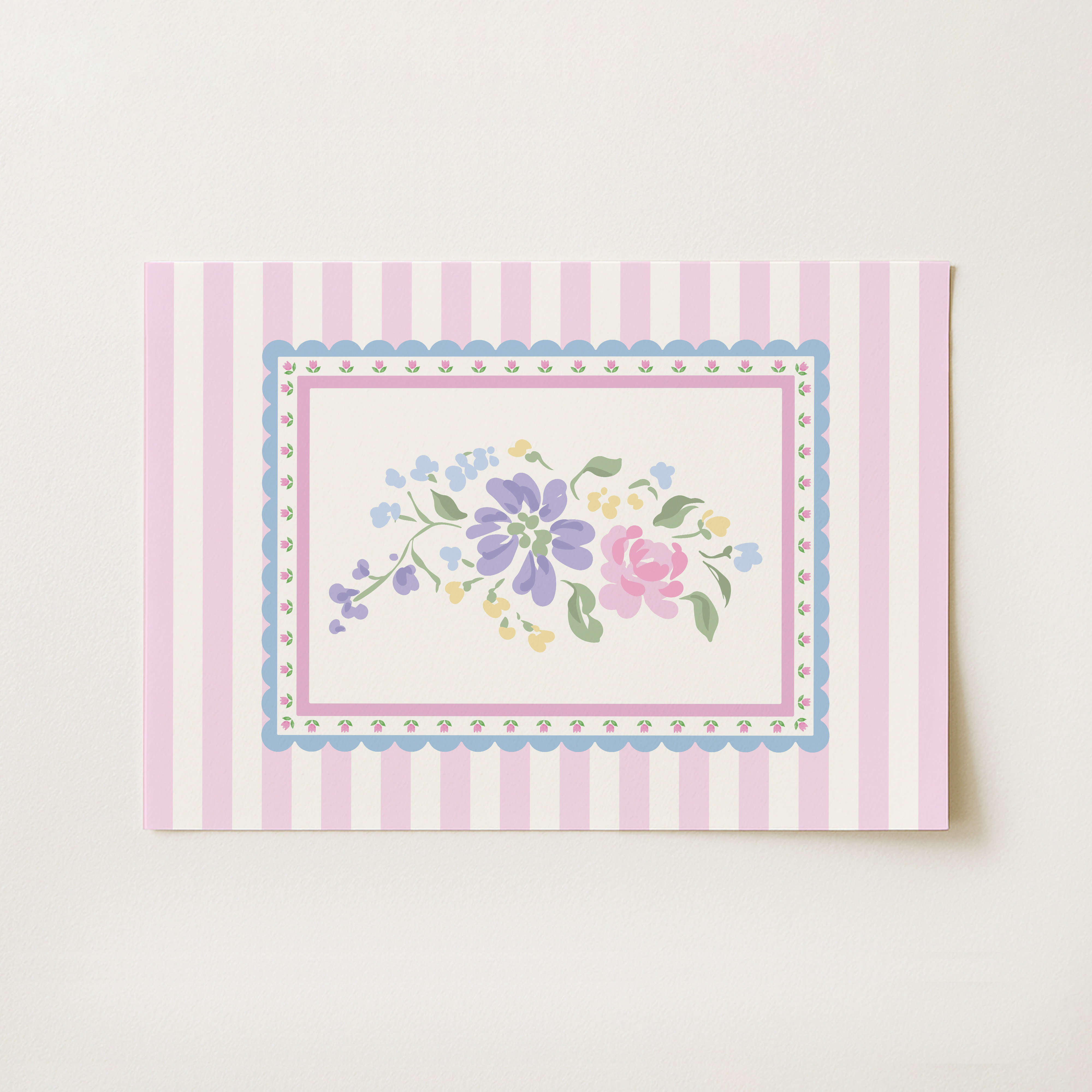 Floral Striped Bouquet Print