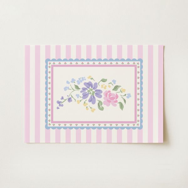 Floral Striped Bouquet Print