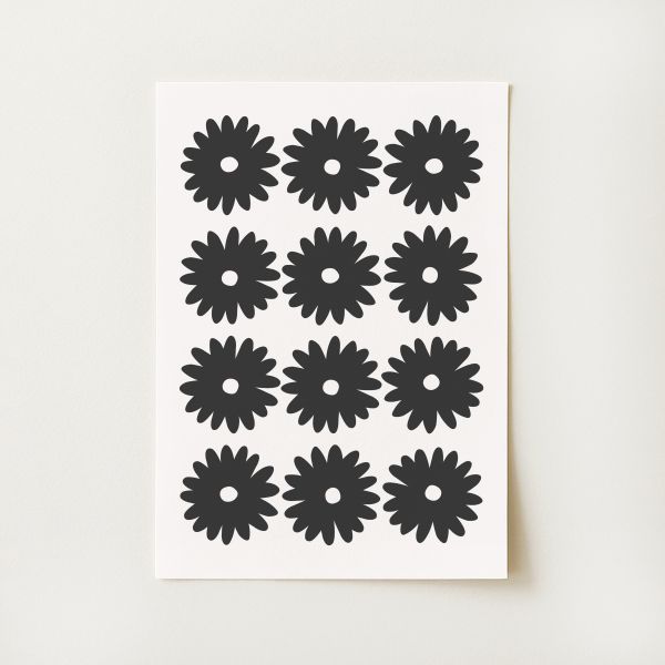 Black and White Daisy Print