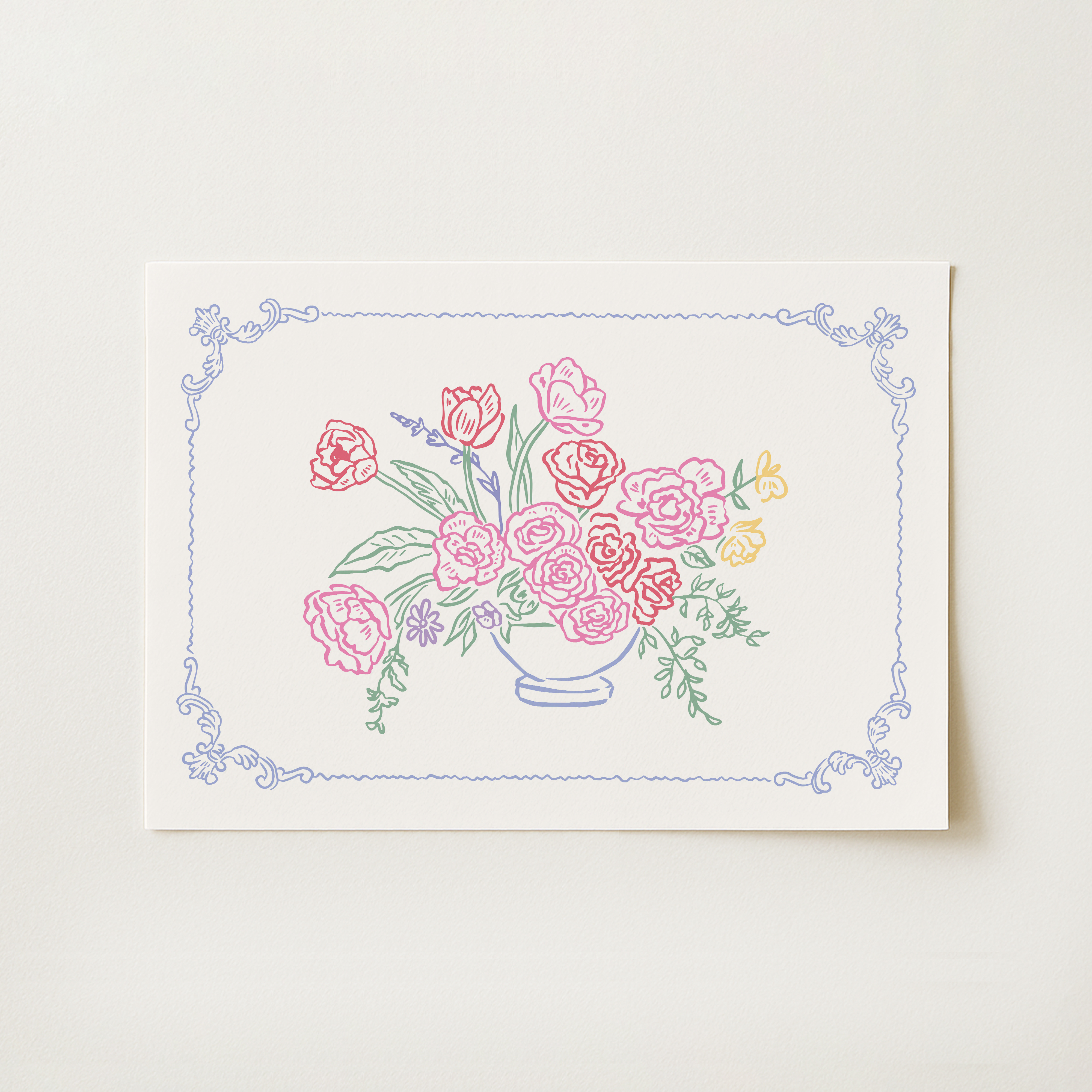 Vintage Floral Sketch Print