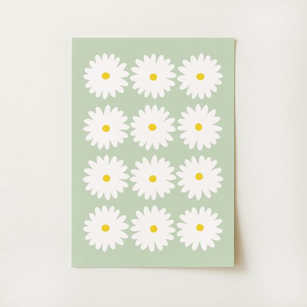 Green Daisy Print