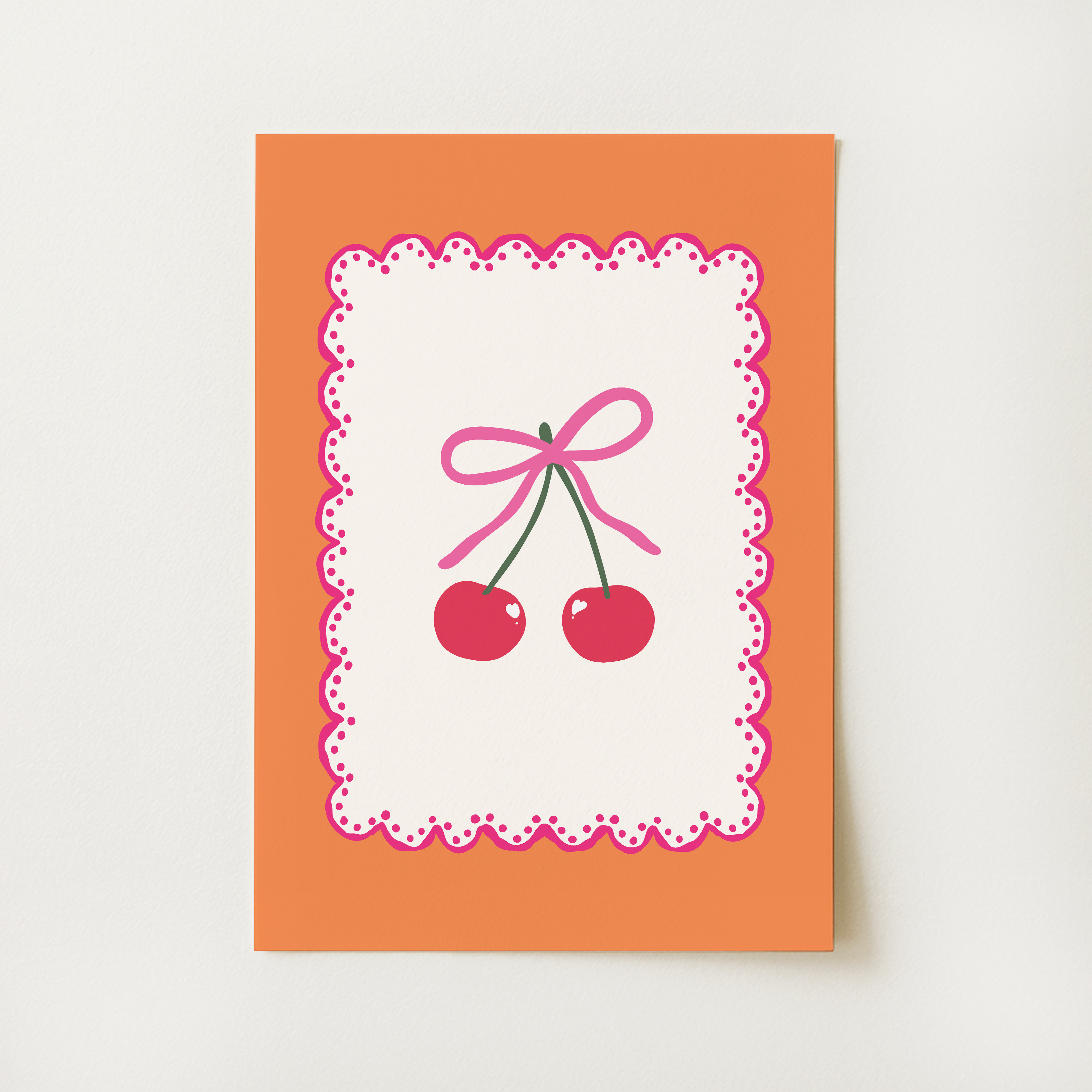 Orange Coquette Cherry Print