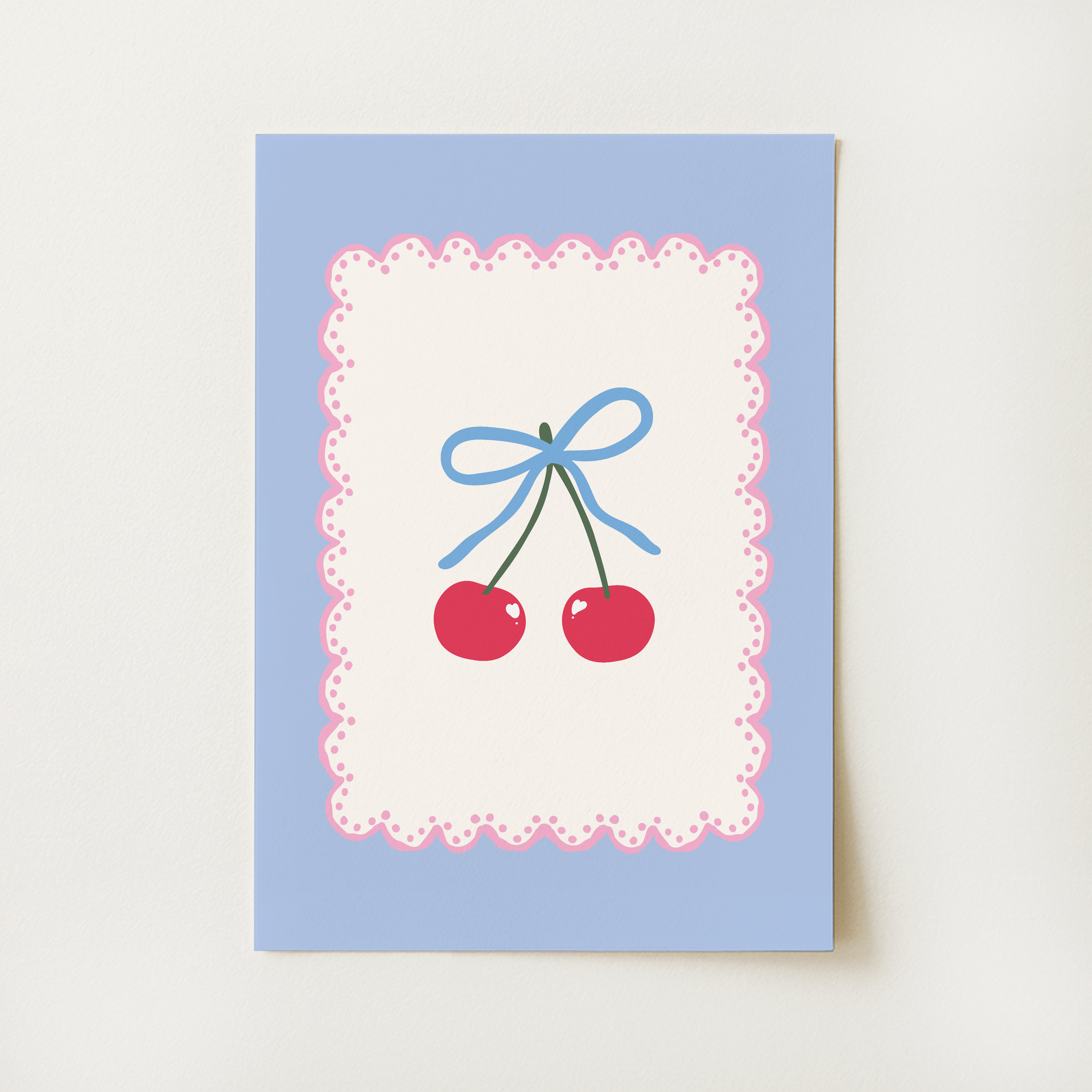 Blue Cherry Print