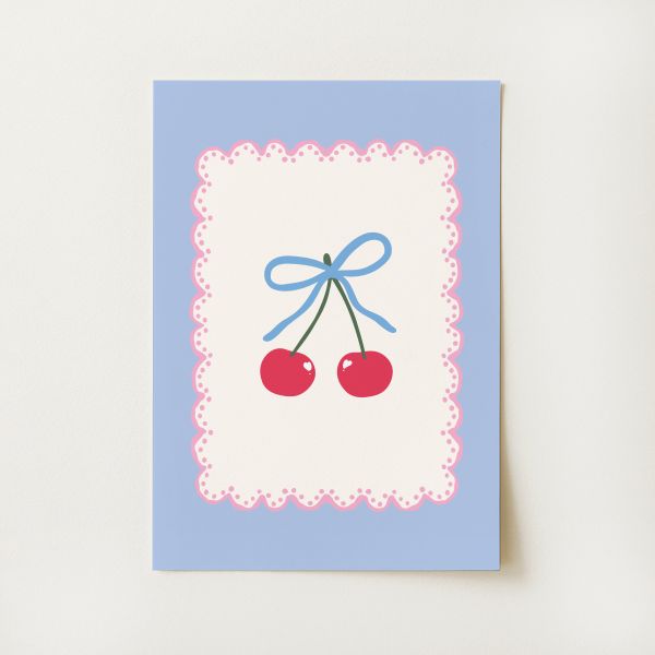 Blue Cherry Print