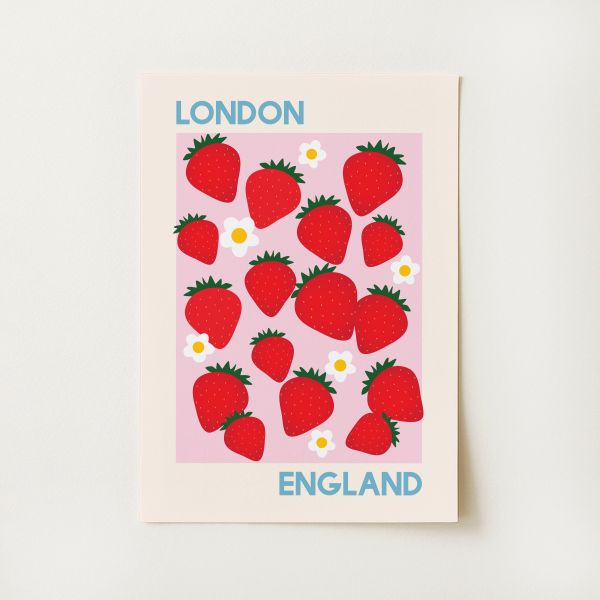 Strawberry London England Print