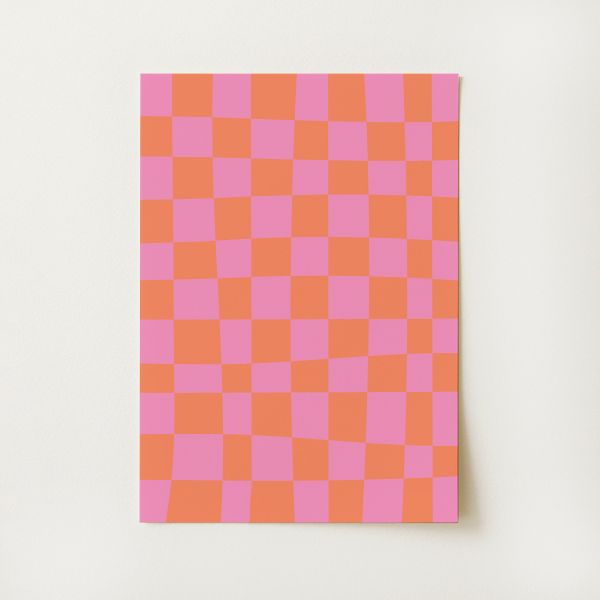 Pink and Orange Abstract Print
