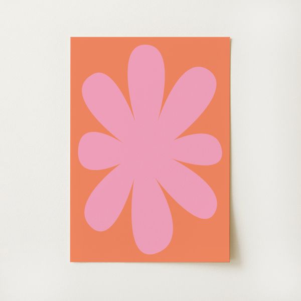Pink Orange Floral Abstract Print