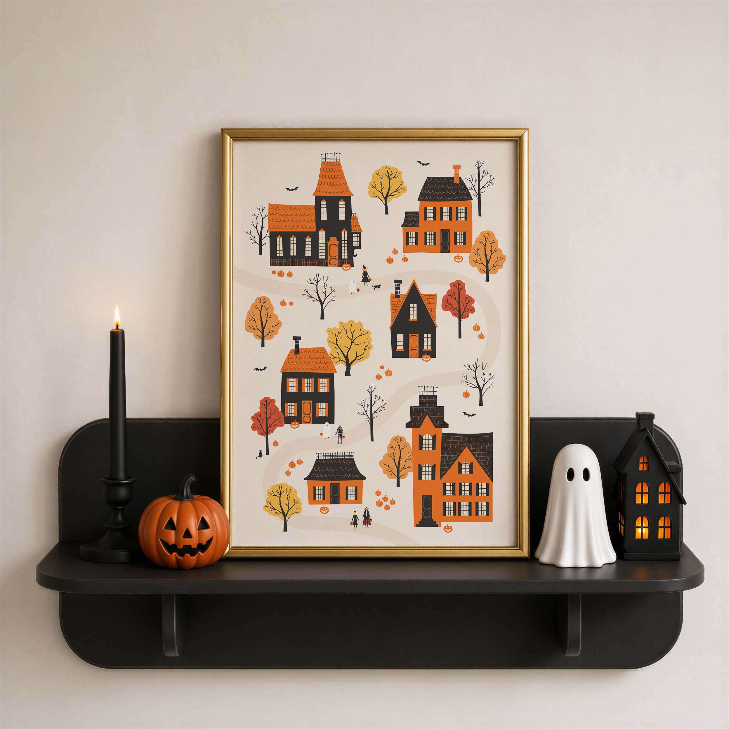 Cozy Halloween Village Print - Image 2
