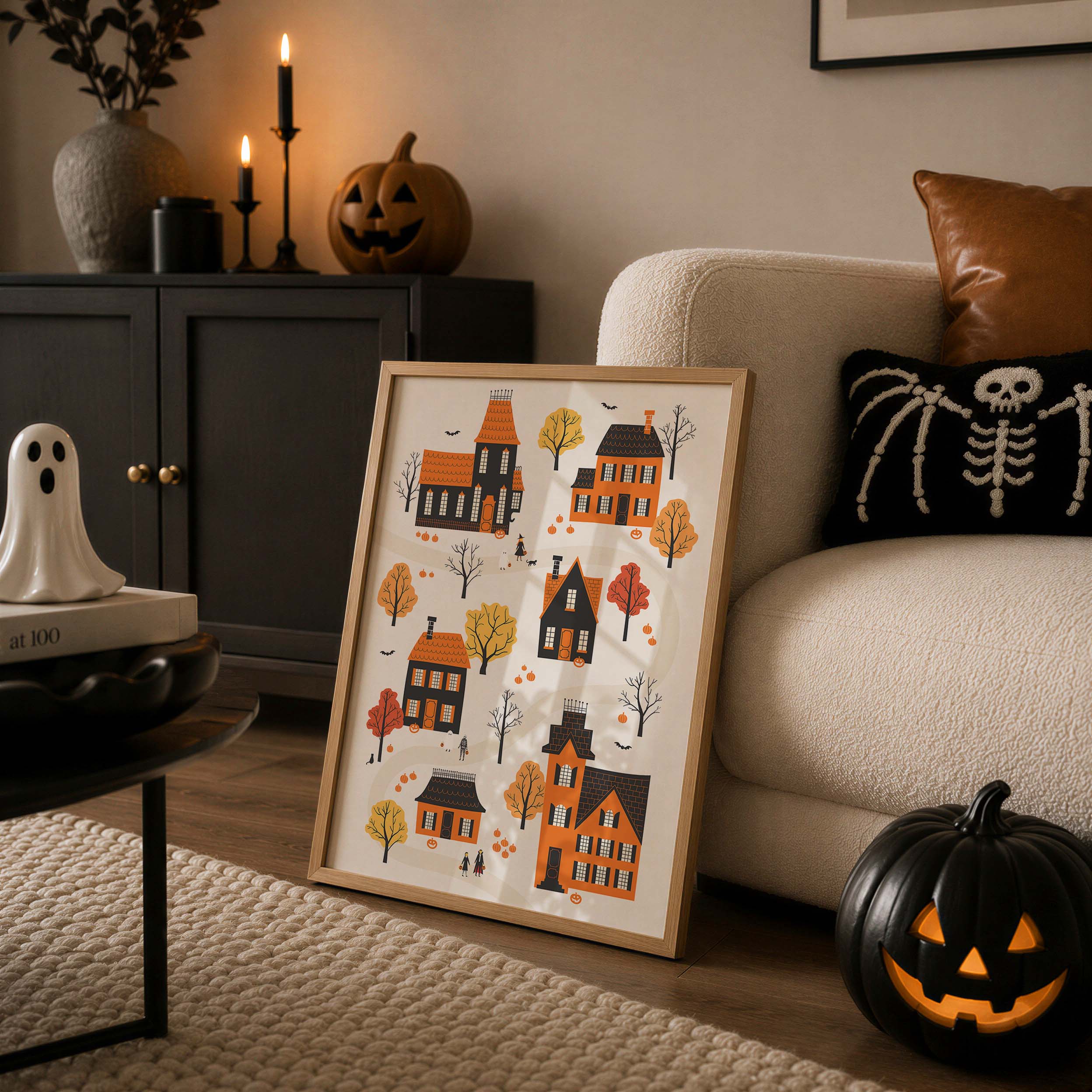 Cozy Halloween Village Print - Image 3