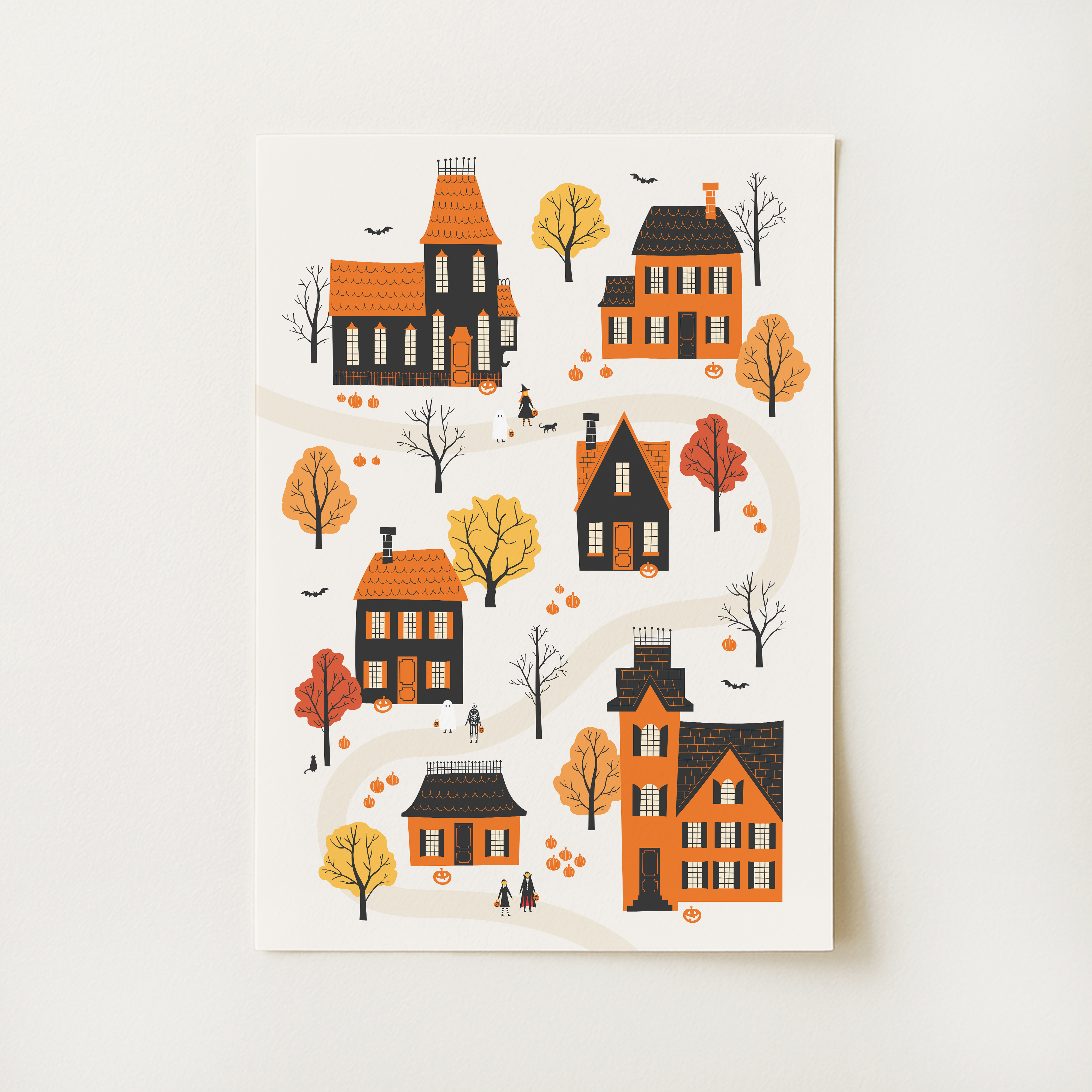 Cozy Halloween Village Print