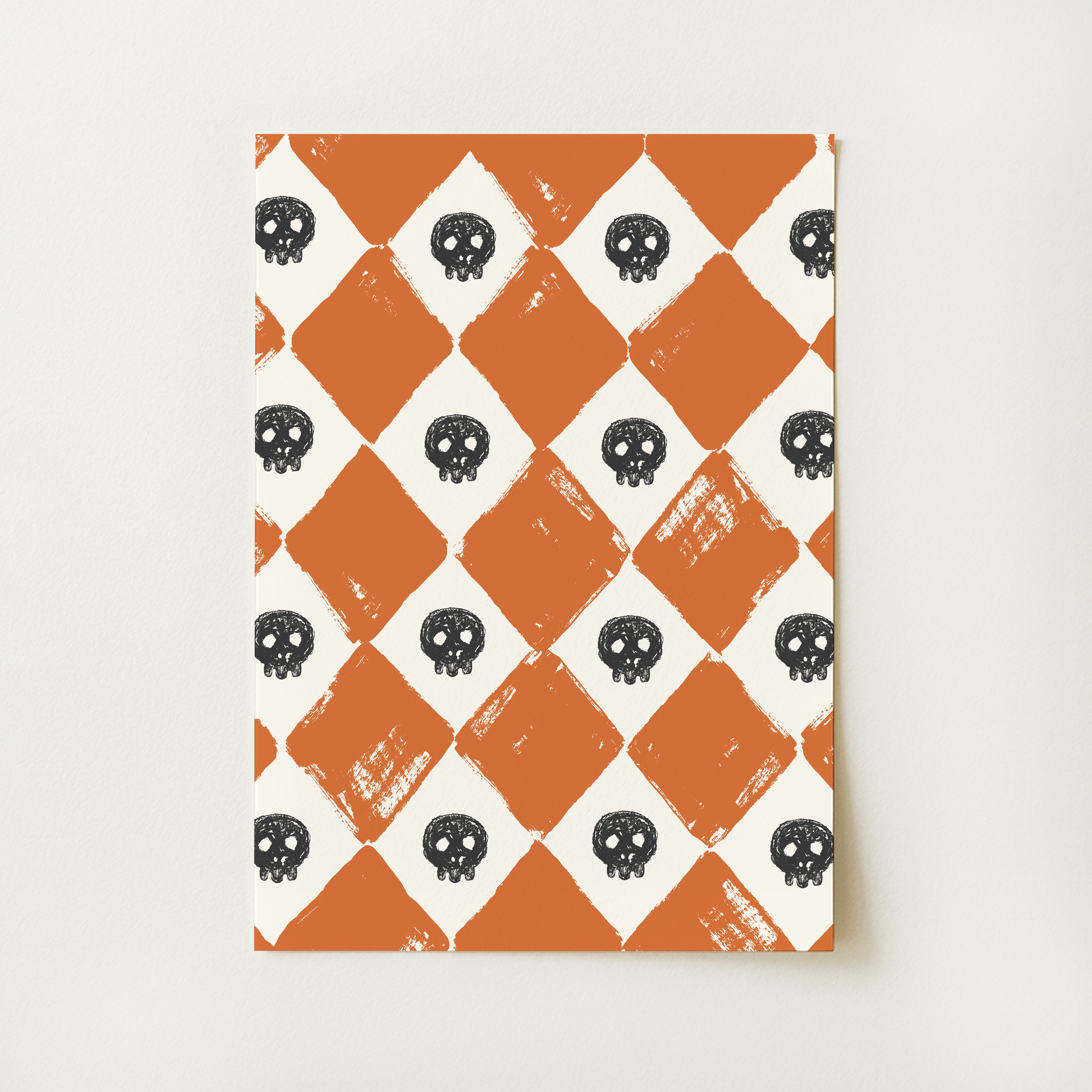 Checkered Skulls Print