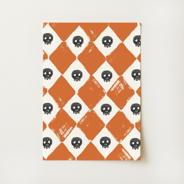 Checkered Skulls Print